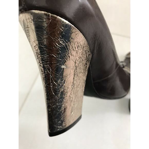 BCBGMaxAzria Javana Patent Leather Metallic Foil Block Heels FLAWS - Picture 8 of 12